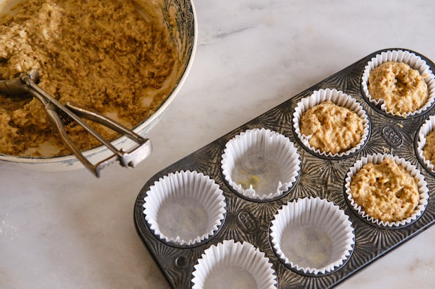 bran muffins with butter