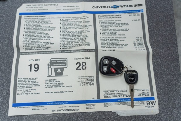 8k-Mile 2003 Chevrolet Corvette Convertible 50th Anniversary Edition 6-Speed